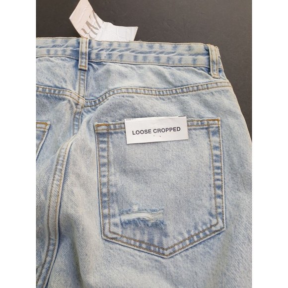 Zara Destroyed Graffitti Jeans 32 x 24 Loose Crop Unisex? Mens Womens - Picture 9 of 12